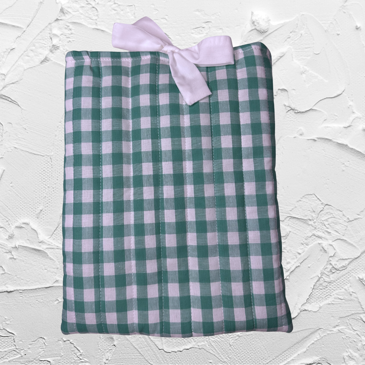 Mini Book sleeve - Aqua gingham