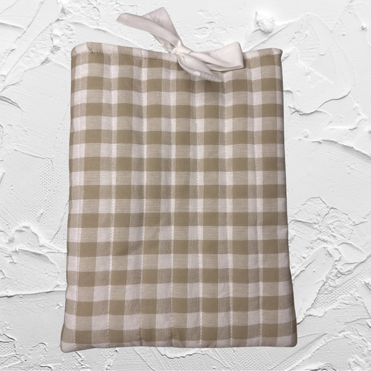 Mini Book sleeve - Beige gingham