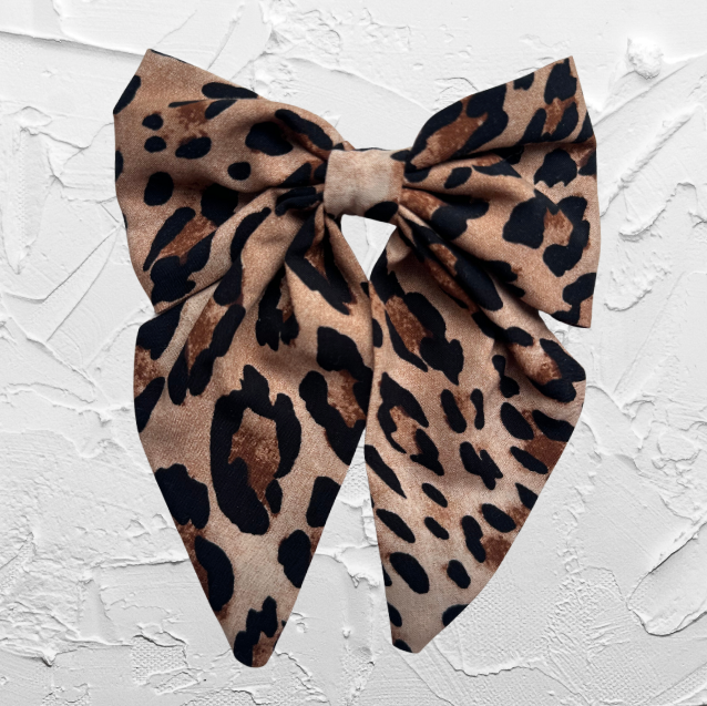 Hair bow - leopard