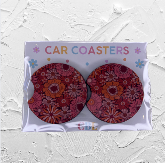 Car coaster - Pink floral