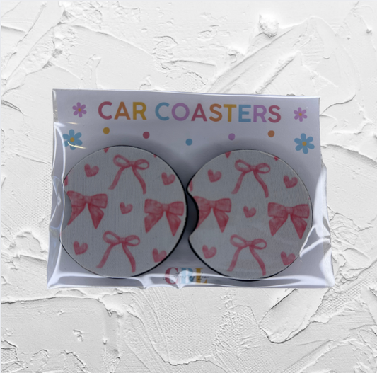 Car coaster - Pink bow