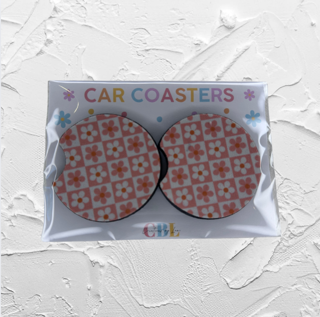Car coaster - Pink daisy