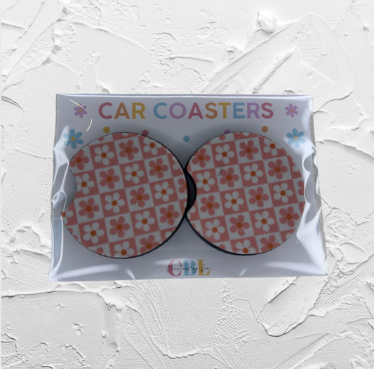 Car coaster - Pink daisy
