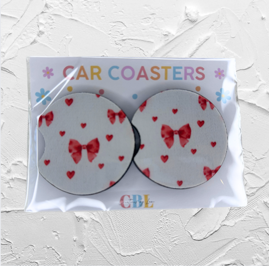 Car coaster - Red bow