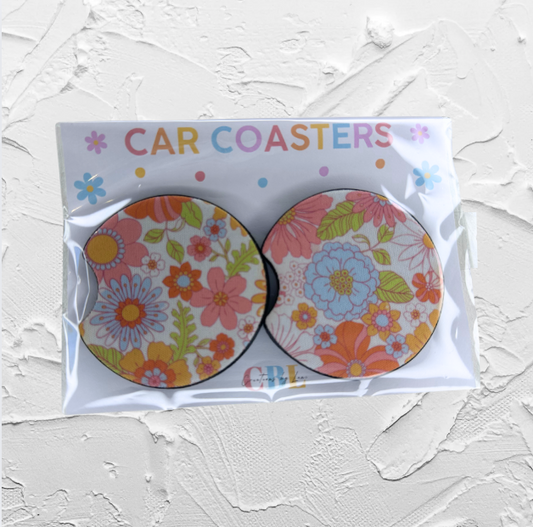 Car coaster - Pastel flowers
