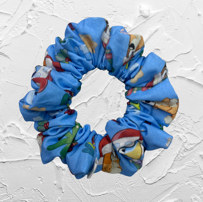 Scrunchie - Blue dog christmas